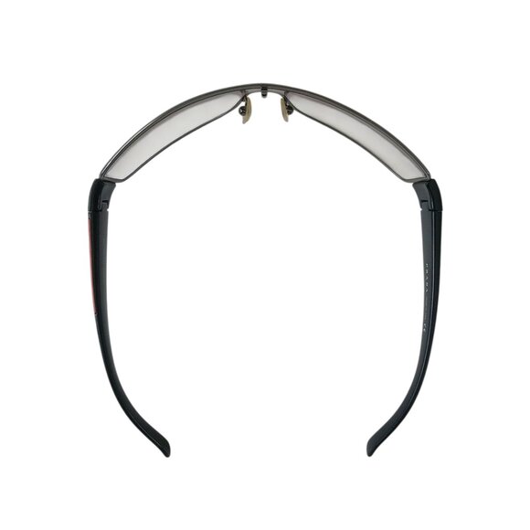 (SOLD) Prada Black Silver Shield Tinted Sunglasses Unisex SPS 52E 5AV-5D1 125 - Picture 9 of 16